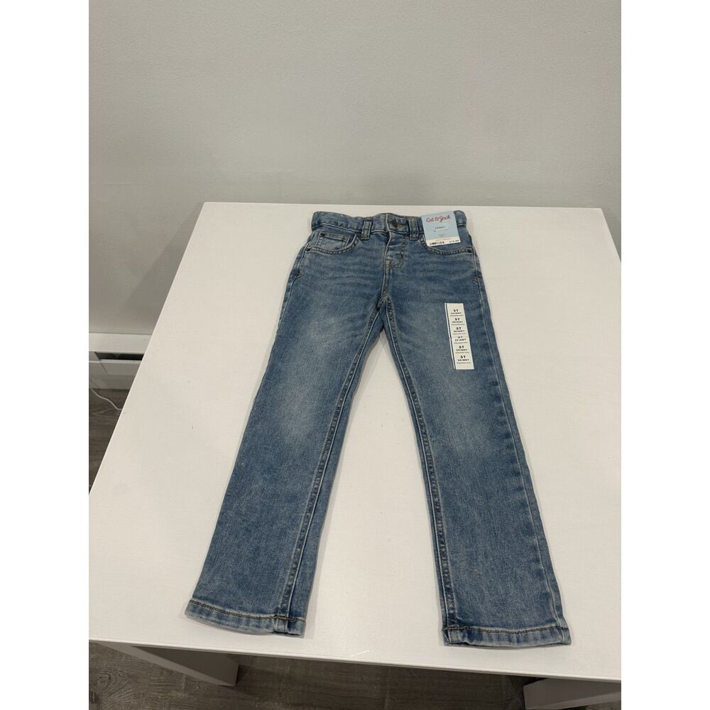NWT Cat & Jack Boys 5T Skinny Jeans Medium Wash Adjustable Waist